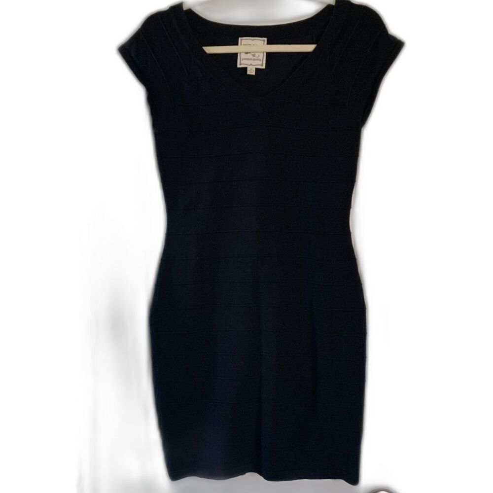 Pink Rose Women Dress M Black Sweater Knit Ribbing Mini